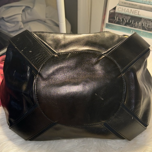 Jimmy Choo Mahala Purse Large Black Leather Double Handle GUC - Picture 5 of 11